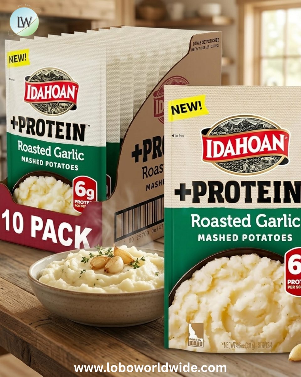 Idahoan, +Protein Mashed Potatoes, Naturally Gluten-Free, 100% Real Idaho Potatoes, 4 servings per bag, 4.6 ounce (Pack of 10)