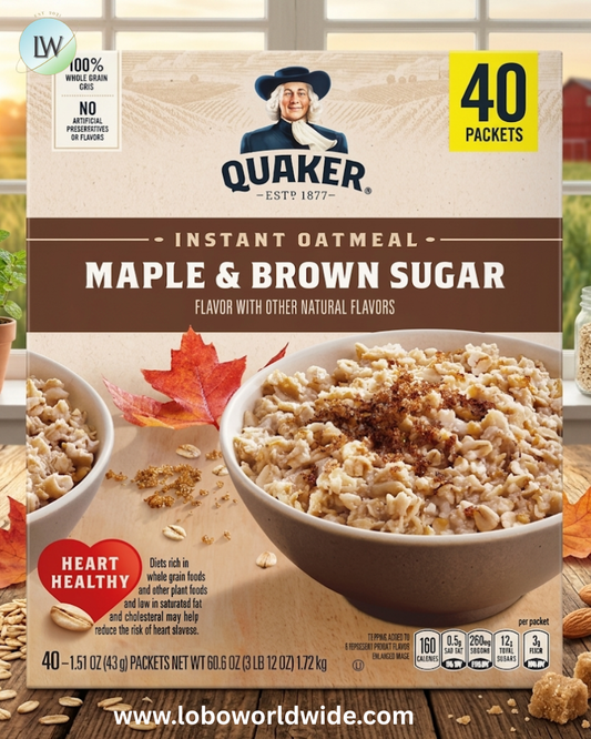 Instant Quaker Oats Maple & Brown Sugar Oatmeal, Single Serve Packets, 40 ct./1.51 oz.