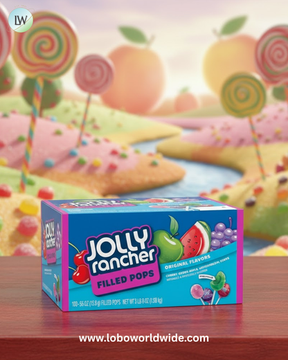 JOLLY RANCHER Filled Pops Assorted Fruit Flavored Candy Box, Halloween Candy, 56 oz (100 Pieces)