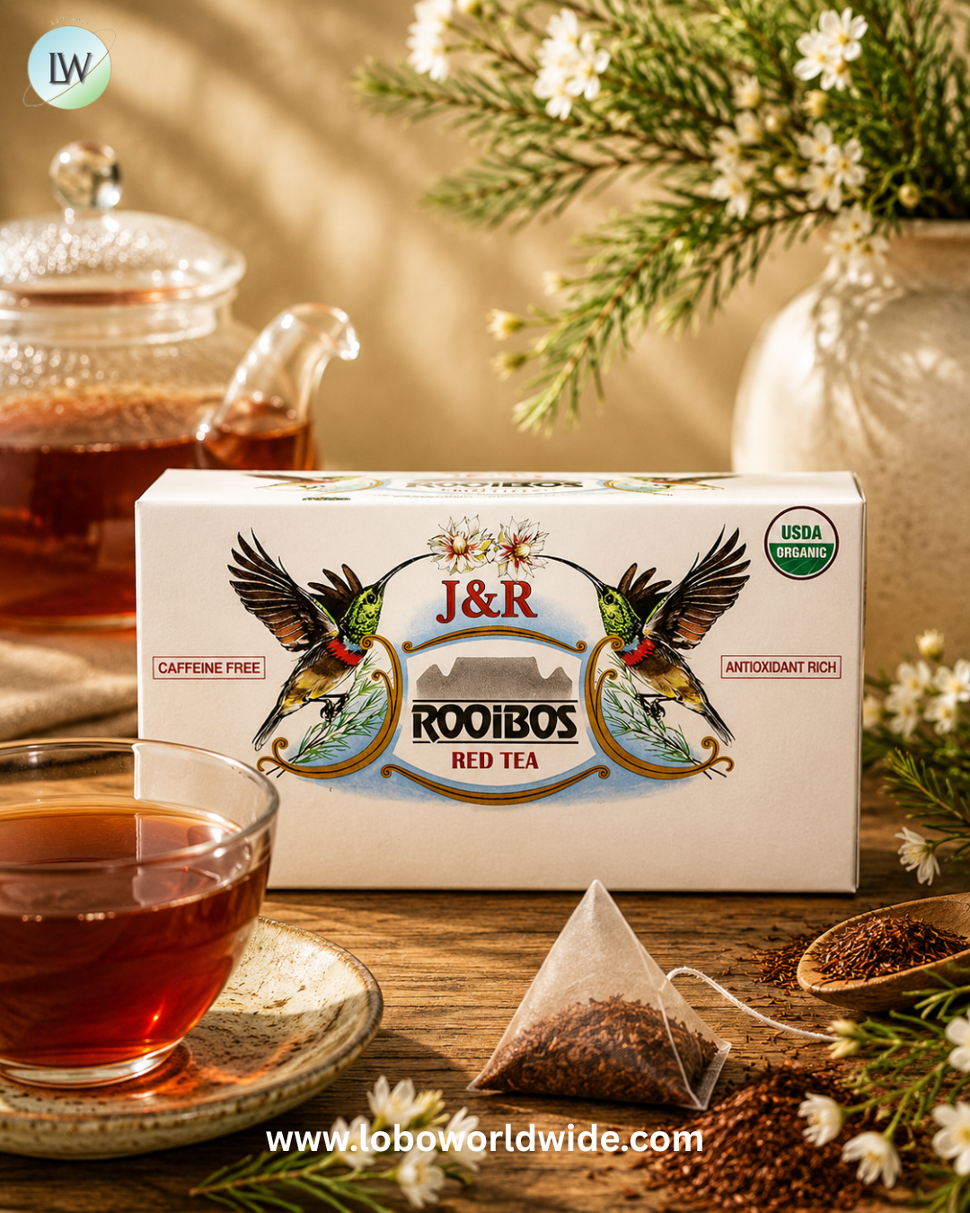 J&R Port Trading, Rooibos Red Tea, Caffeine-Free
