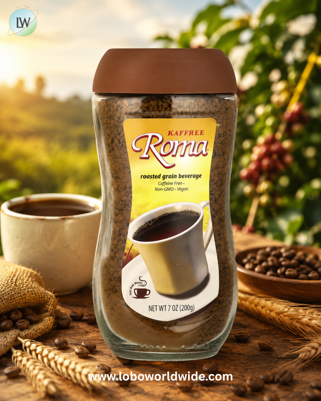 Kaffree Roma, Roasted Grain Beverage, Caffeine Free, 7 oz (200 g)