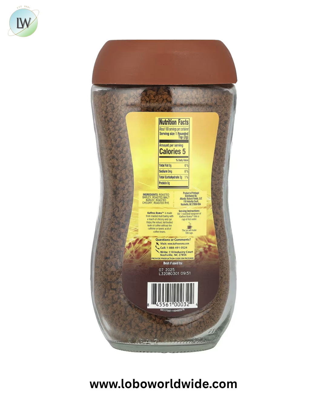 Kaffree Roma, Roasted Grain Beverage, Caffeine Free, 7 oz (200 g)