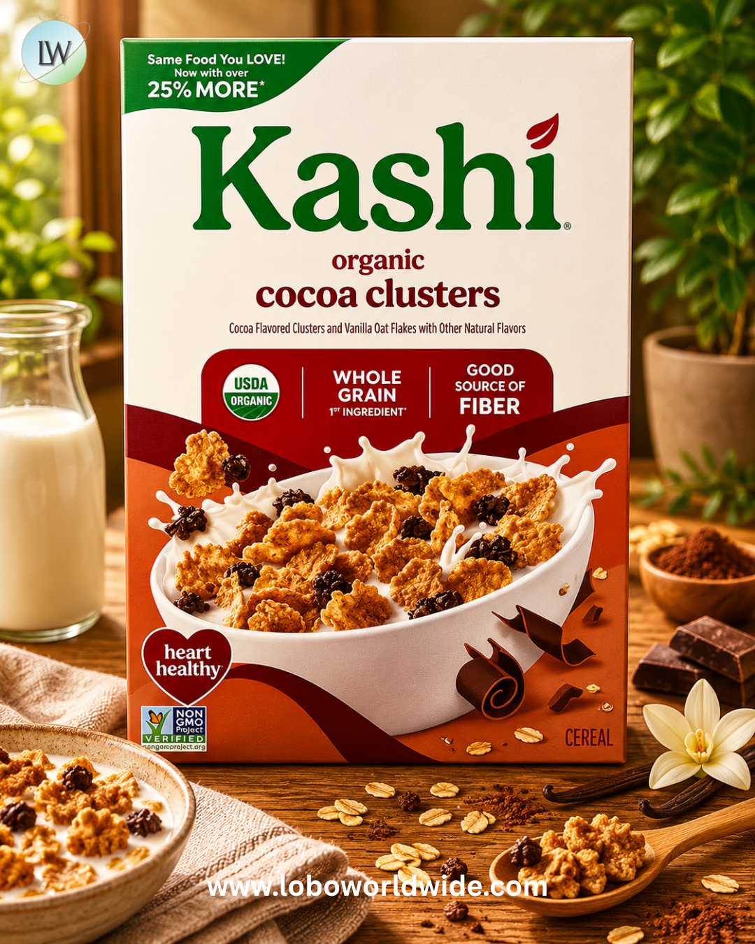 Kashi, Organic Cocoa Clusters Cereal, 17.2 oz (487 g)