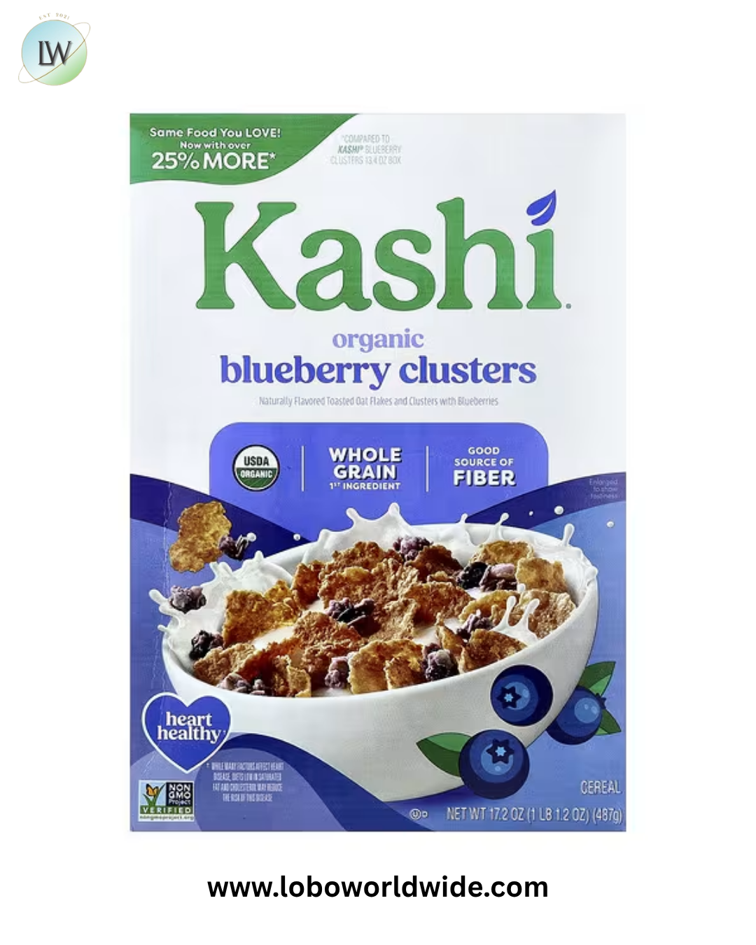 Kashi, Organic Toasted Oat Flakes Cereal, Blueberry Clusters, 17.2 oz (487 g)