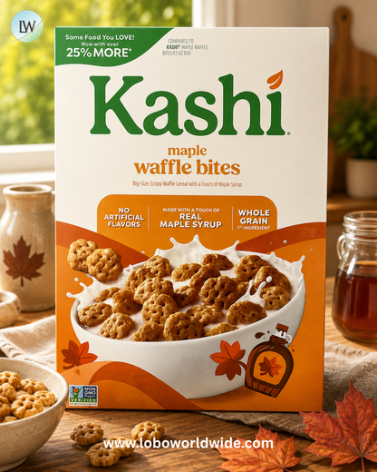 Kashi, Waffle Bites Cereal, Maple, 12.7 oz (360 g)