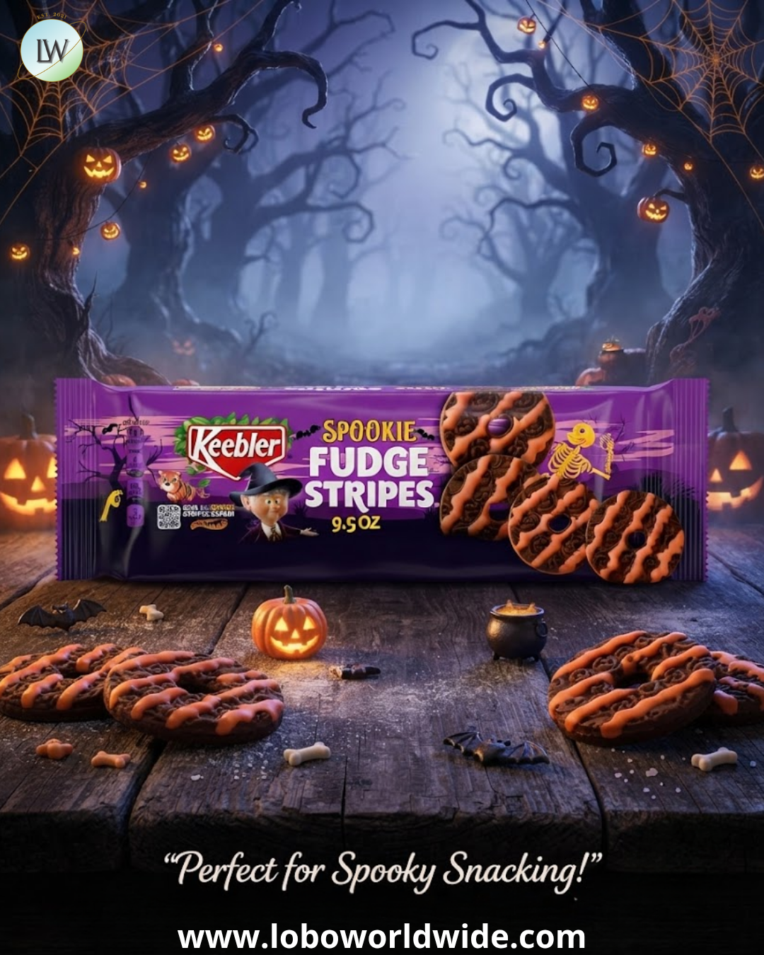 Keebler Spookie Fudge Stripes, Chocolatey Vanilla with Orange Stripes, 9.5 oz.