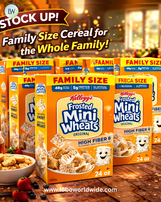 Kellogg’s Frosted Mini-Wheats Breakfast Cereal, High Fiber, 48g Whole Grain, Family Size, 24 oz