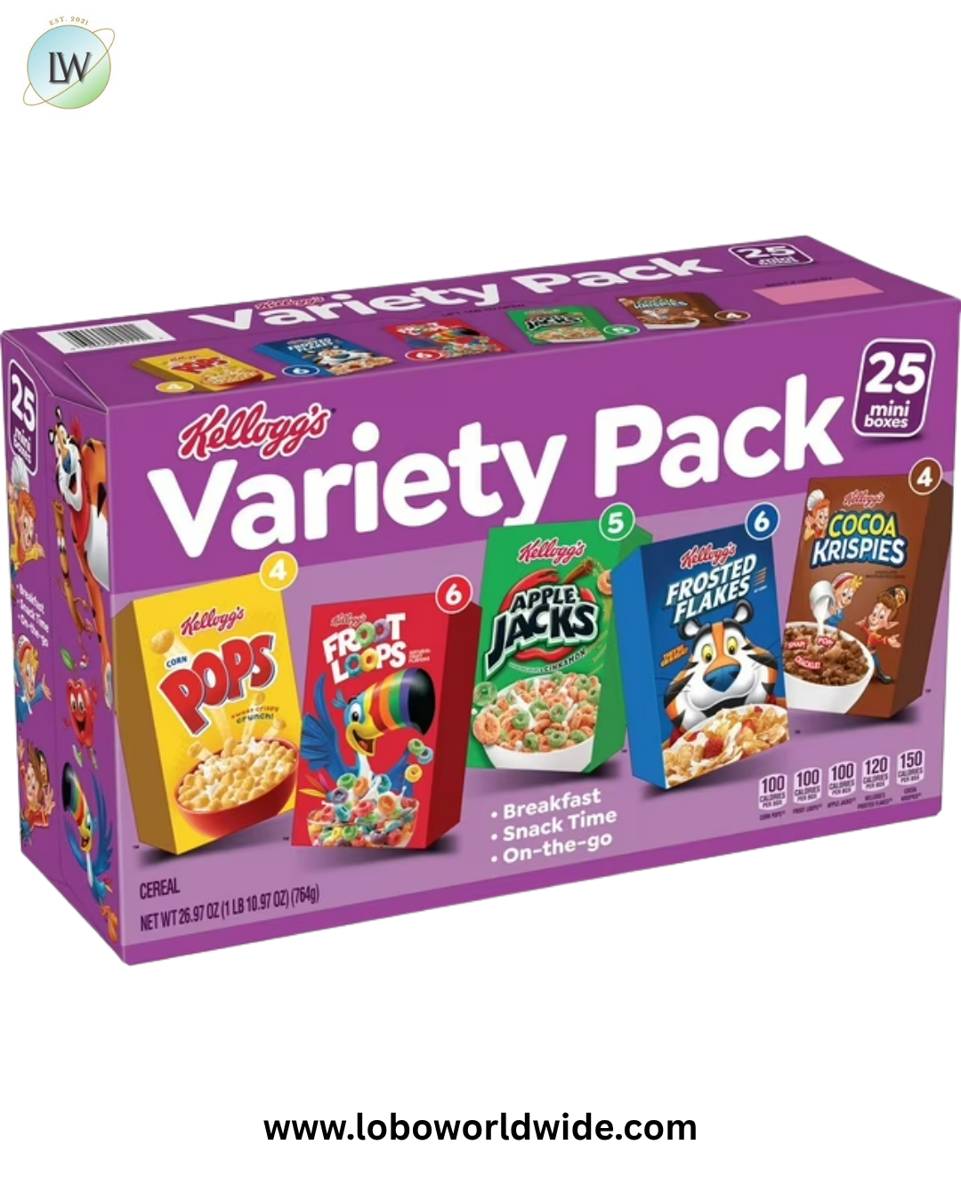 Kellogg's Assorted Cereal Variety Pack, 25 pk.