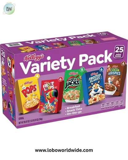 Kellogg's Assorted Cereal Variety Pack, 25 pk.
