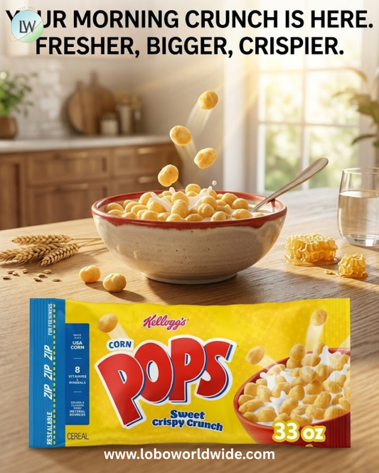 Kellogg's Corn Pops Breakfast Cereal, 8 Vitamins and Minerals, Kids Snacks, Original, 33oz Bag