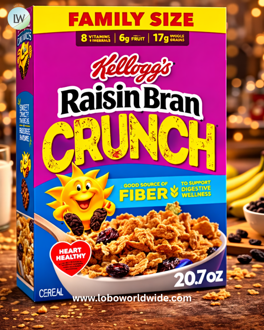 Kellogg’s Raisin Bran Breakfast Cereal, High Fiber, 28g