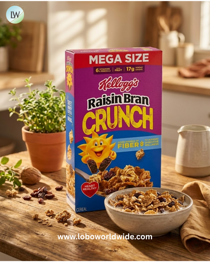 Kellogg’s Raisin Bran Breakfast Cereal, High Fiber, 28g