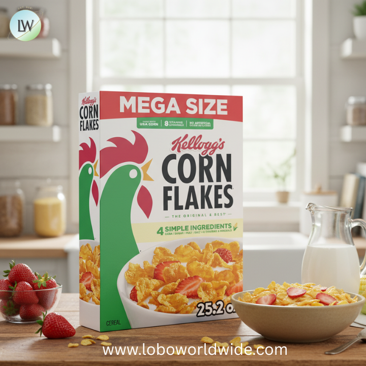 Kellogg's Corn Flakes Breakfast Cereal, 8 Vitamins and Minerals, Mega Size, 25.2 oz