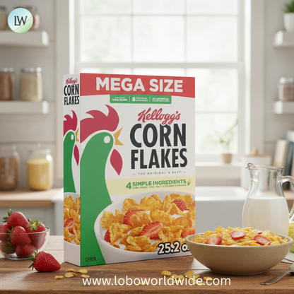 Kellogg's Corn Flakes Breakfast Cereal, 8 Vitamins and Minerals, Mega Size, 25.2 oz