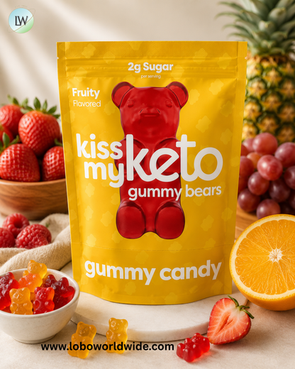 Kiss My Keto, Keto Gummy Bears, Fruity, 12 Bags, 0.79 oz (23 g) Each