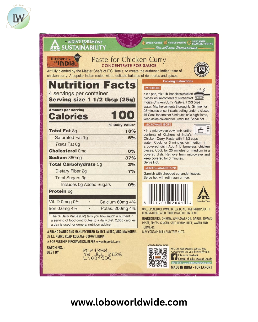 Kitchens of India, Concentrate For Sauce, Medium, 3.5 oz (100 g)