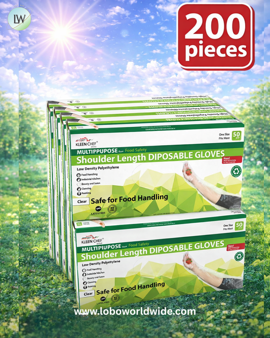 Kleen Chef Clear Disposable Shoulder Length HDPE Gloves, 35.5" 200 ct.