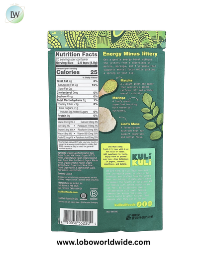Kuli Kuli, Superfood Latte, Matcha Moringa, 3.41 oz (96.6 g)