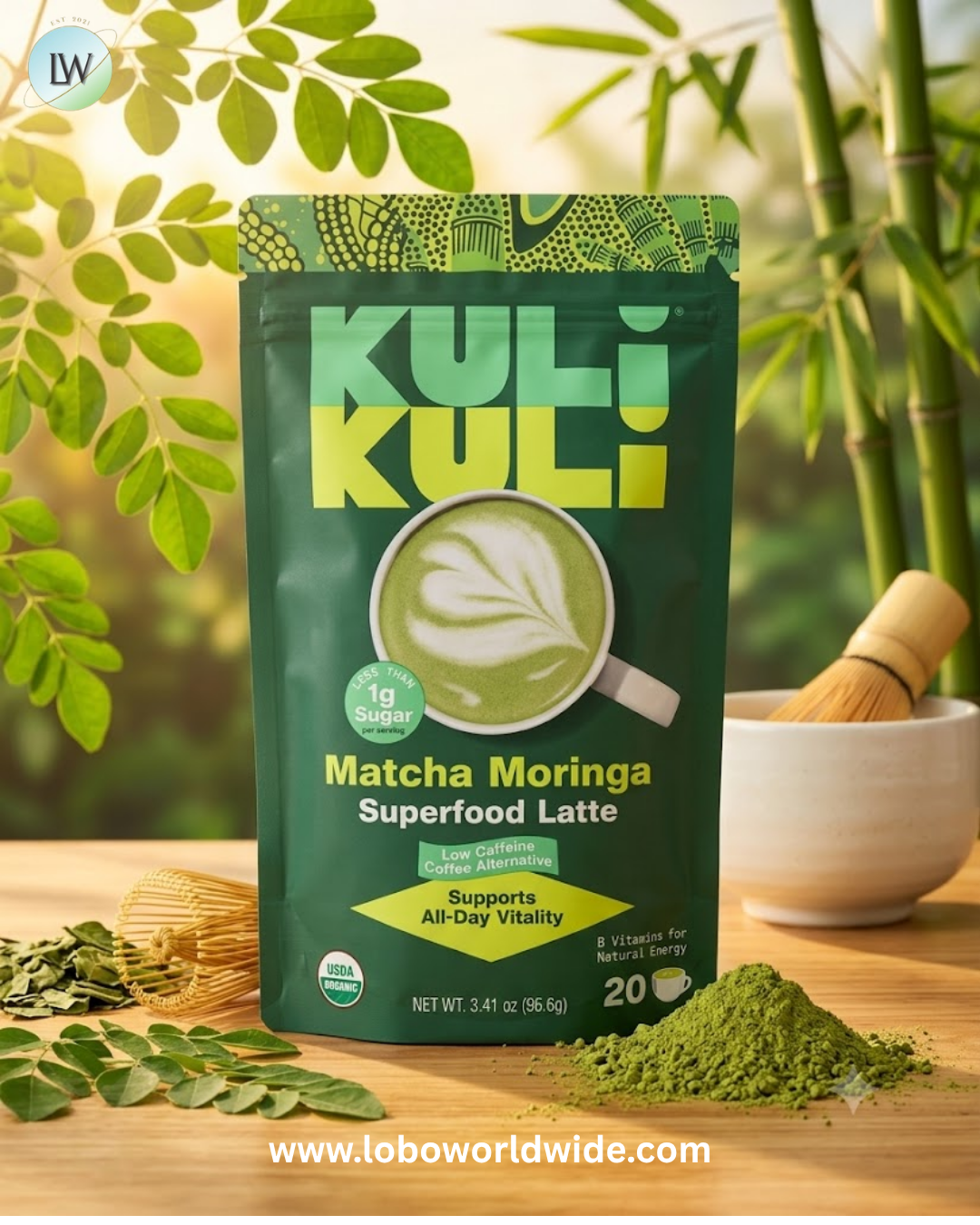 Kuli Kuli, Superfood Latte, Matcha Moringa, 3.41 oz (96.6 g)