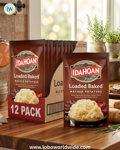 Idahoan Mashed Potatoes, Naturally Gluten-Free, 100% Real Idaho Potatoes, 4 servings per bag, 4 ounce (Pack of 12)