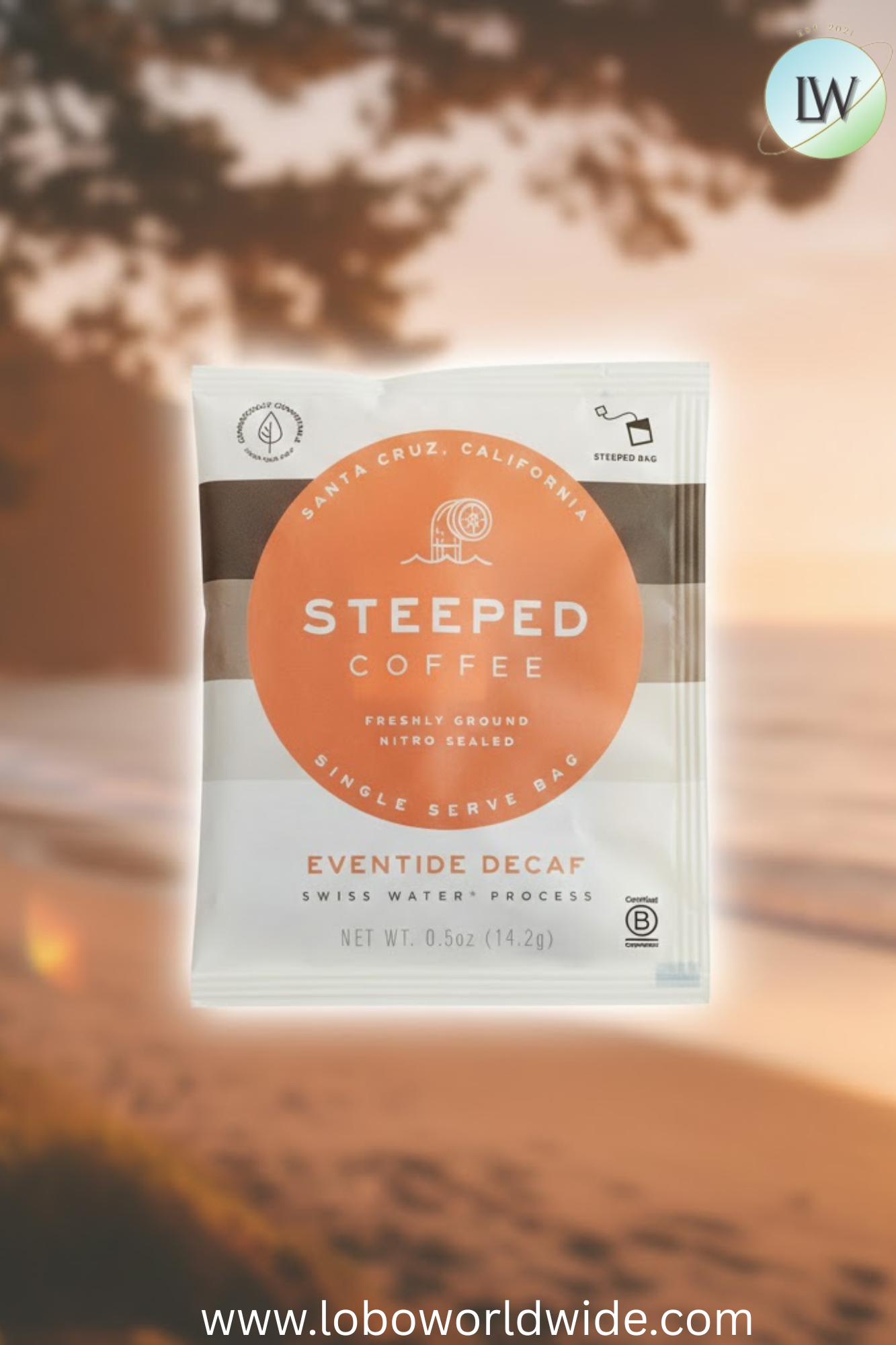 Steeped Coffee Eventide Blend Decaf Coffee Single Serve Bag - 100/Case