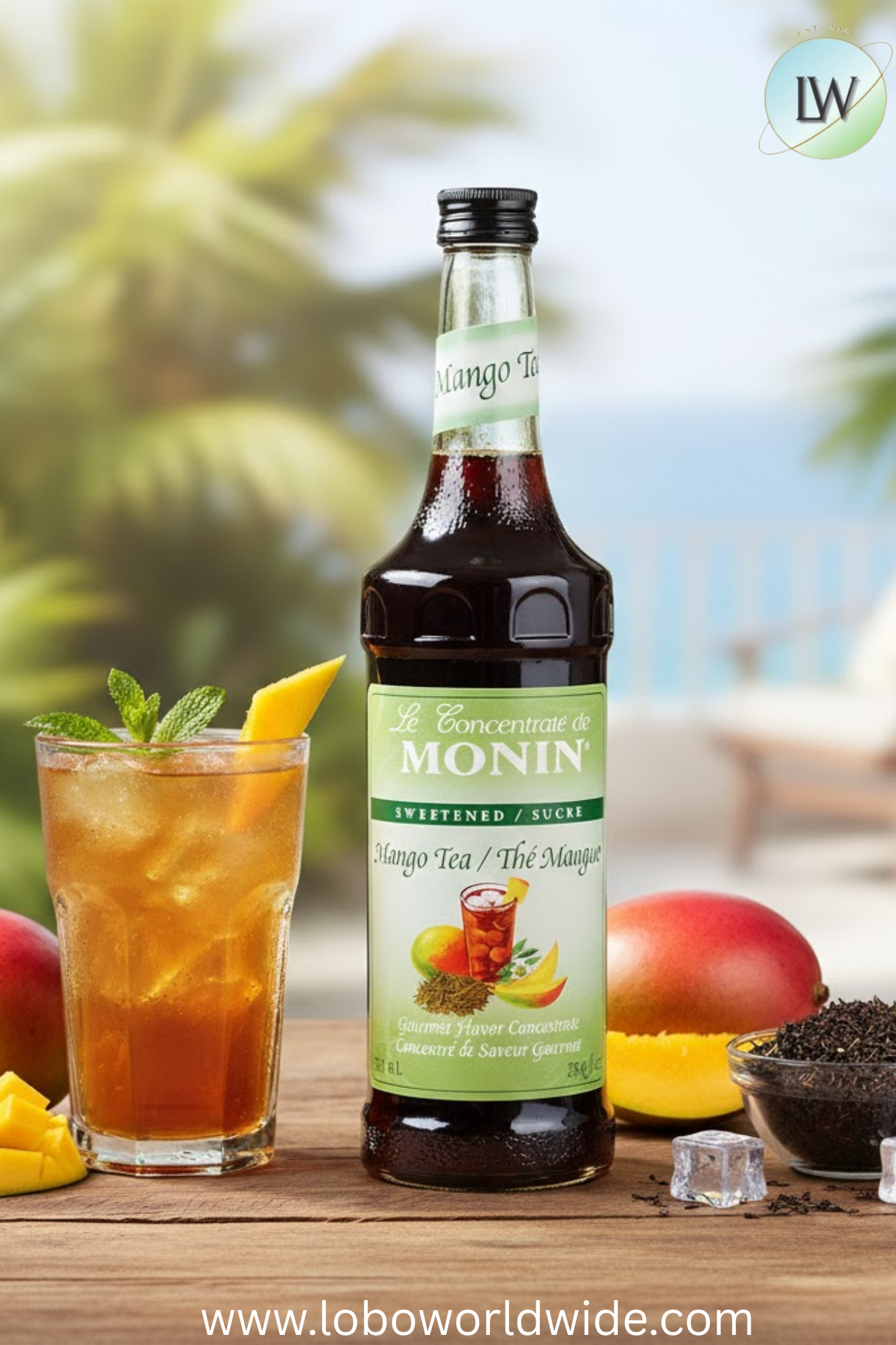 Monin 750 mL Mango Tea 7:1 Concentrate