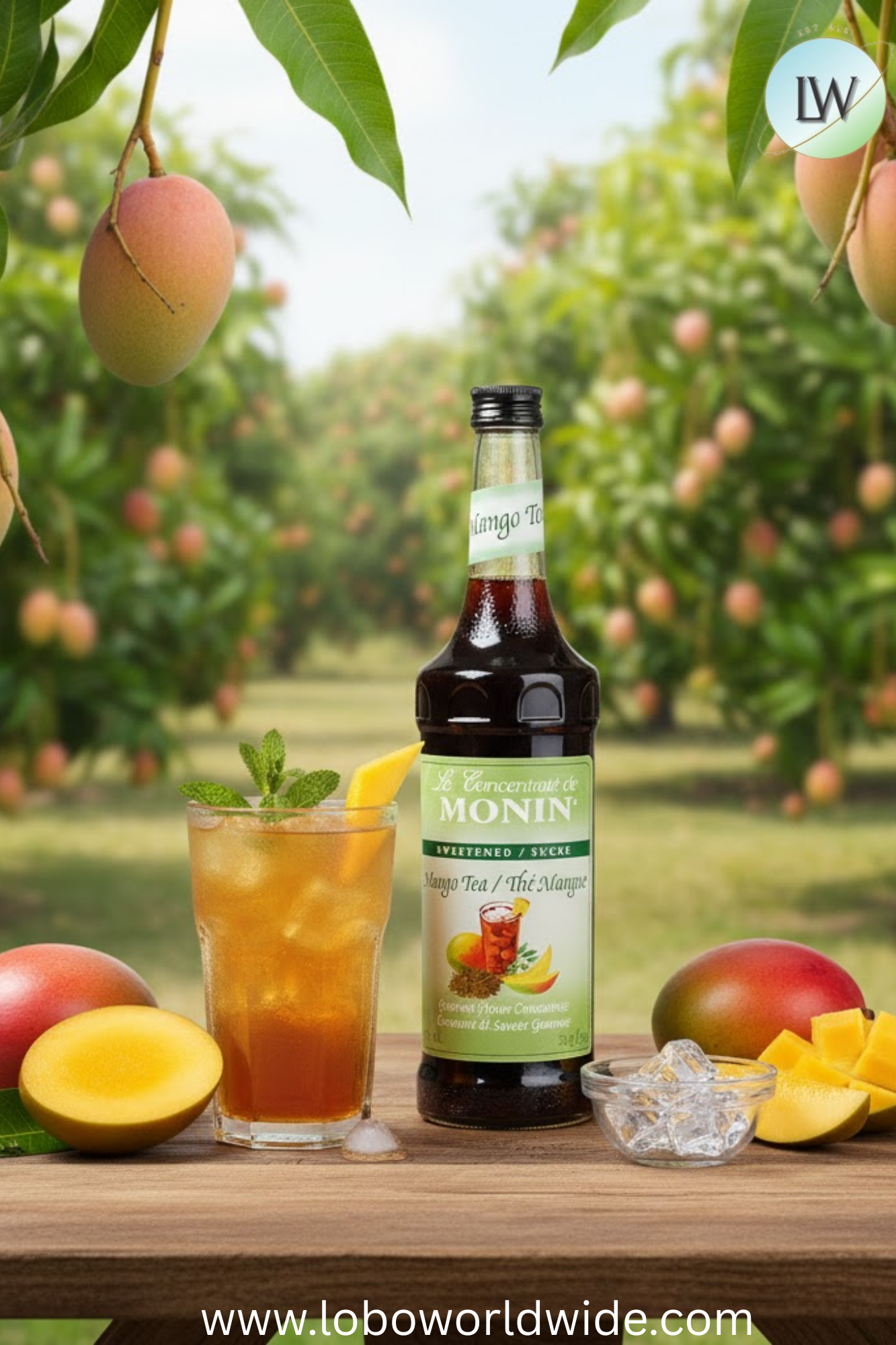 Monin 750 mL Mango Tea 7:1 Concentrate