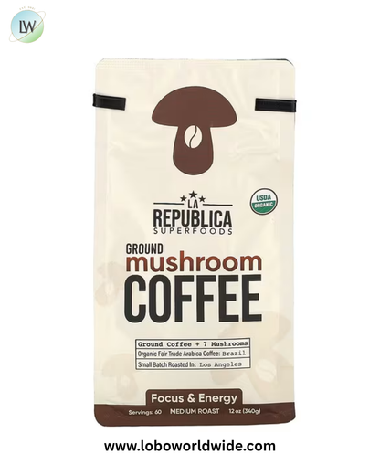 La Republica, Ground Mushroom Coffee, Medium Roast, 12 oz (340 g)