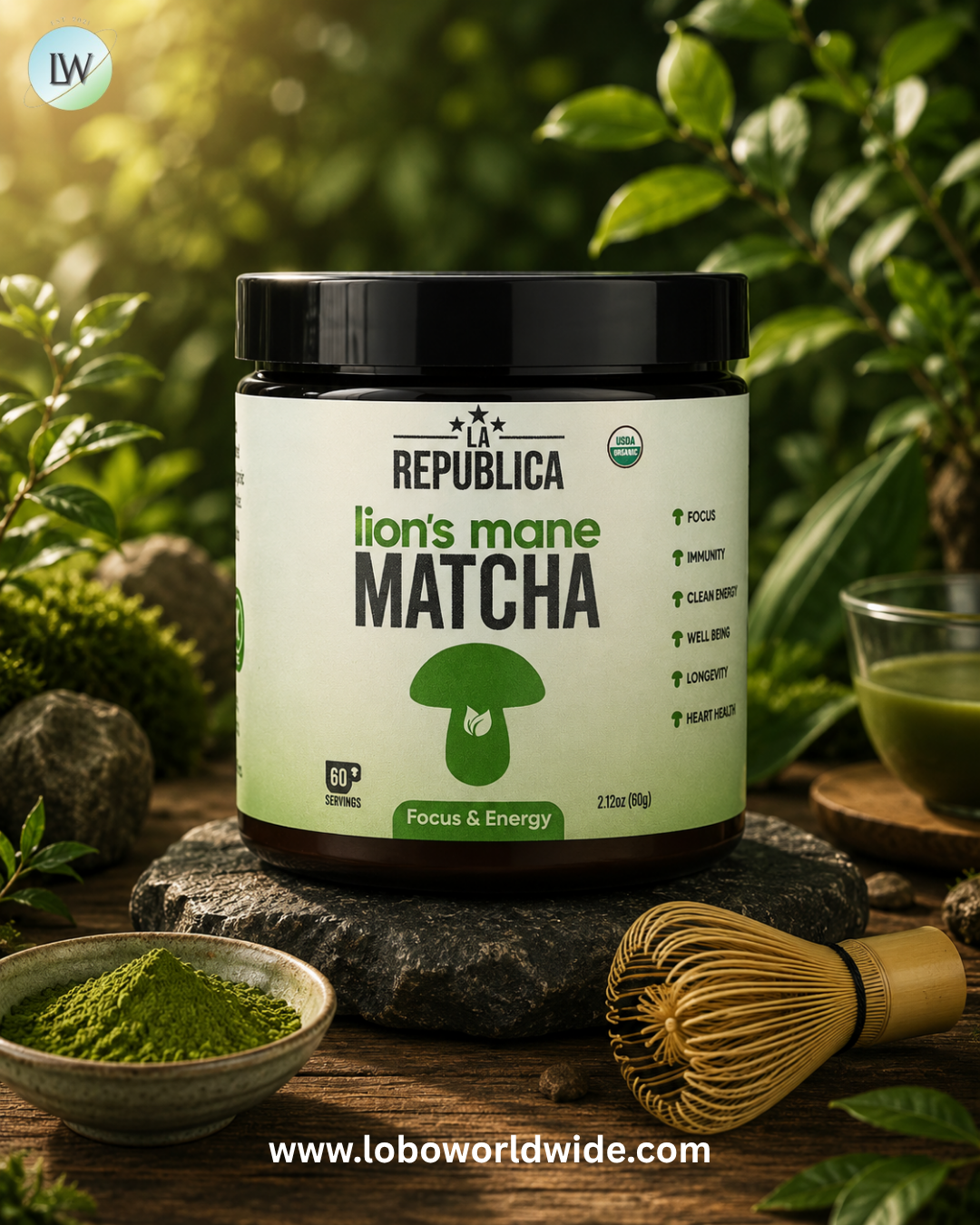 La Republica, Lion's Mane Matcha, 2.12 oz (60 g)