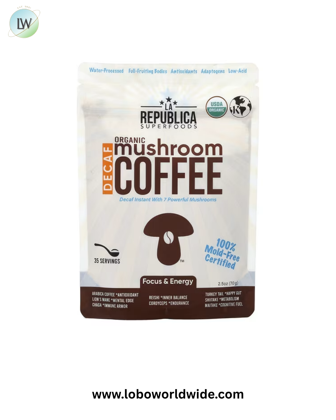 La Republica, Organic Mushroom Coffee, Instant Coffee With 7 Mushrooms