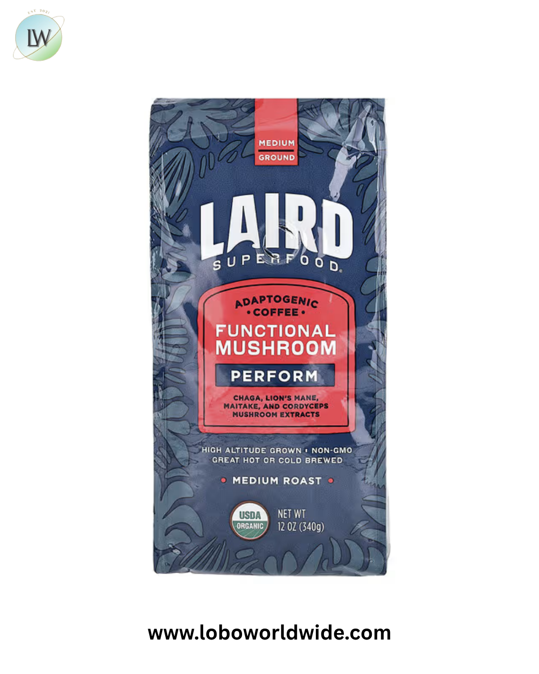 Laird Superfood, Functional Mushroom Coffee, Perform, Ground, Medium Roast, 12 oz (340 g)