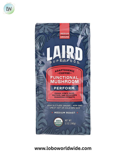 Laird Superfood, Functional Mushroom Coffee, Perform, Ground, Medium Roast, 12 oz (340 g)