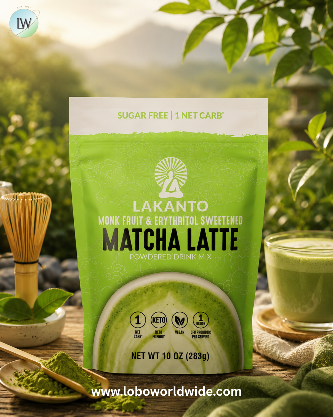 Lakanto, Matcha Latte, Powdered Drink Mix, 10 oz (283 g)