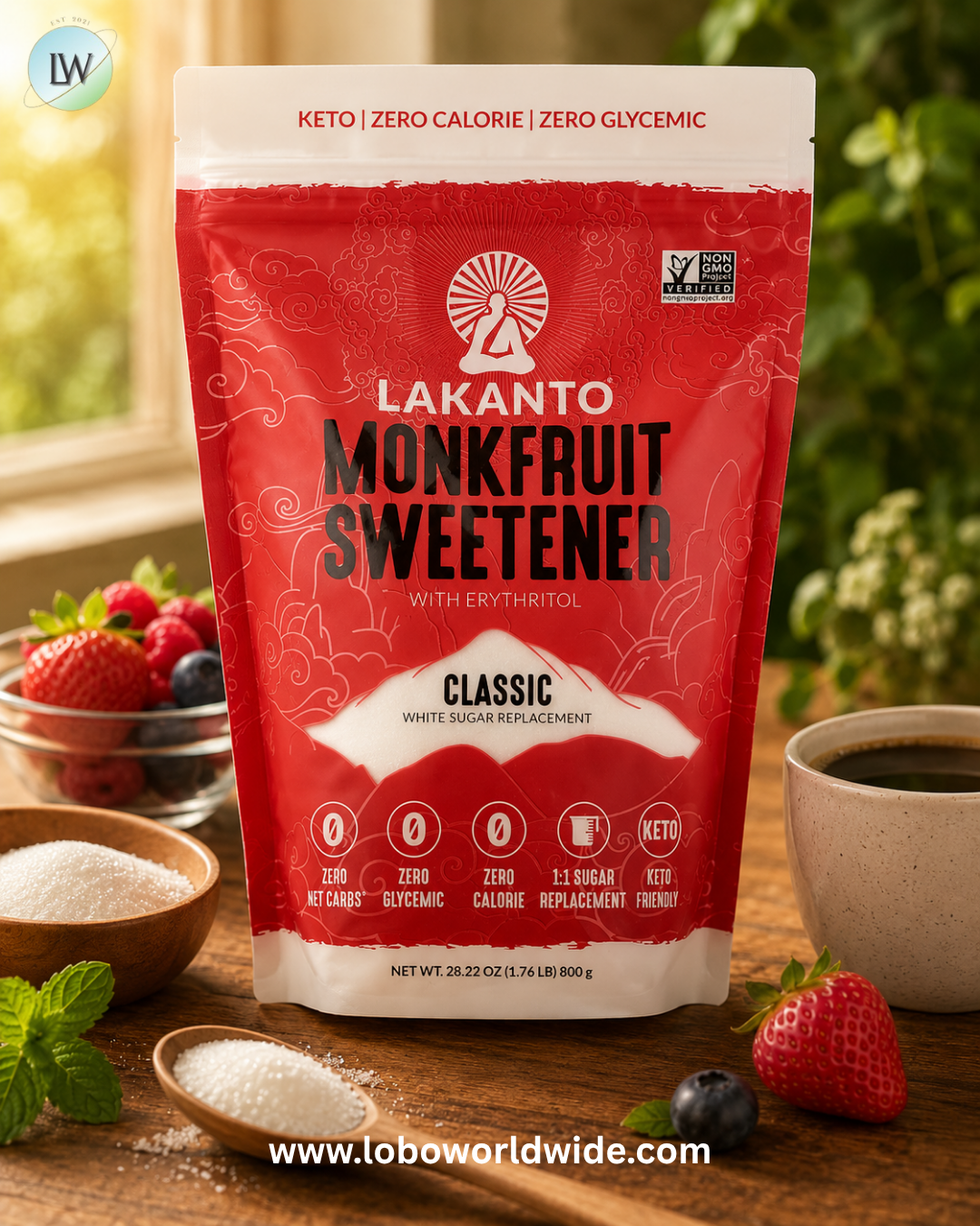 Lakanto, Monkfruit Sweetener With Erythritol, Classic, 28.22 oz (800 g)