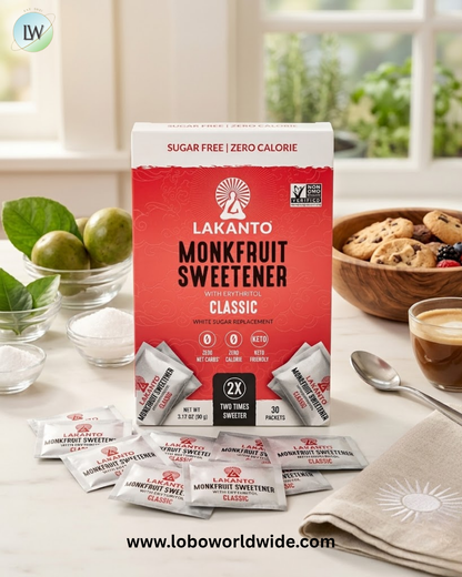 Lakanto, Monkfruit Sweetener with Erythritol, 30 Packets, 3.17 oz (90 g)