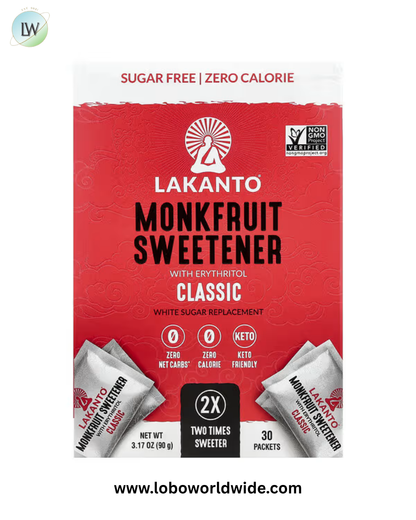 Lakanto, Monkfruit Sweetener with Erythritol, 30 Packets, 3.17 oz (90 g)