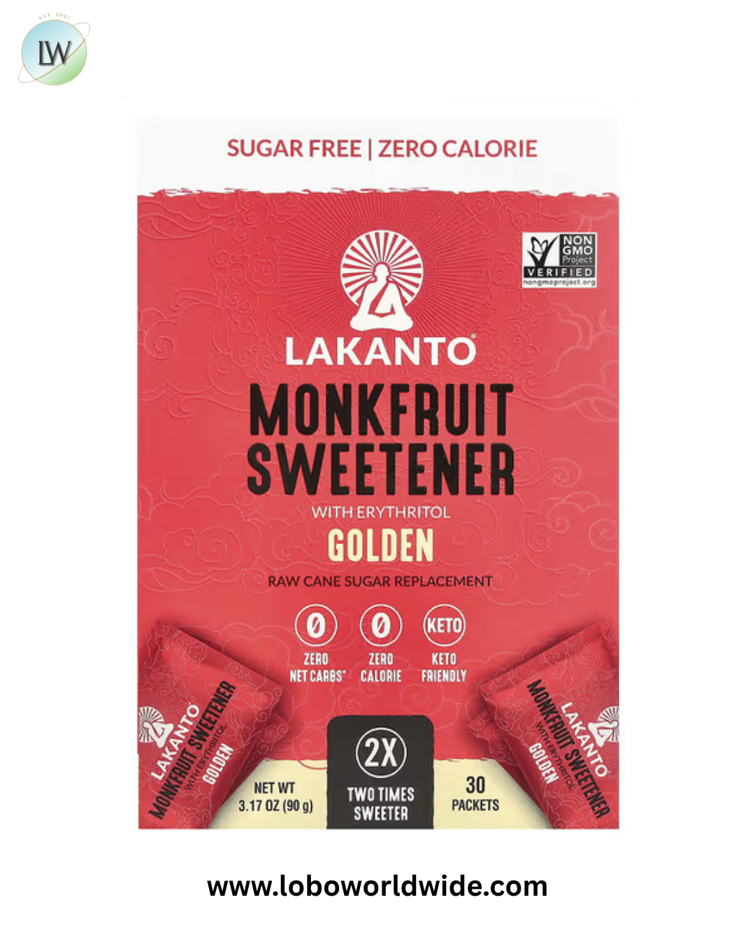 Lakanto, Monkfruit Sweetener with Erythritol, 30 Packets, 3.17 oz (90 g)