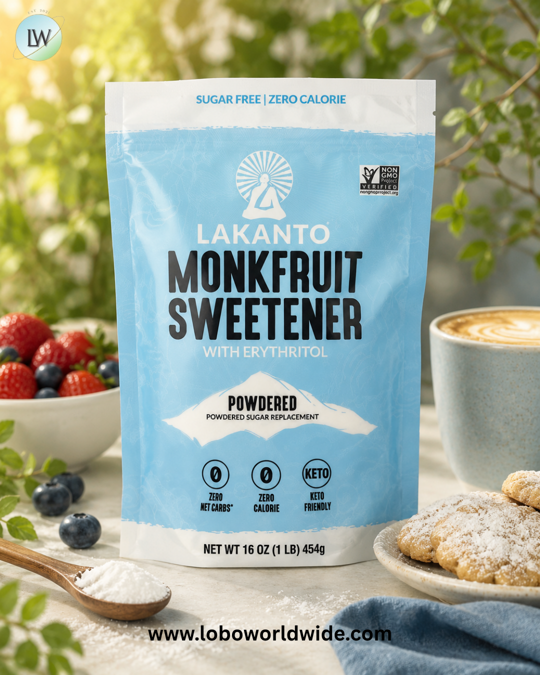 Lakanto, Monkfruit Sweetener with Erythritol, Powdered , 16 oz (454 g)
