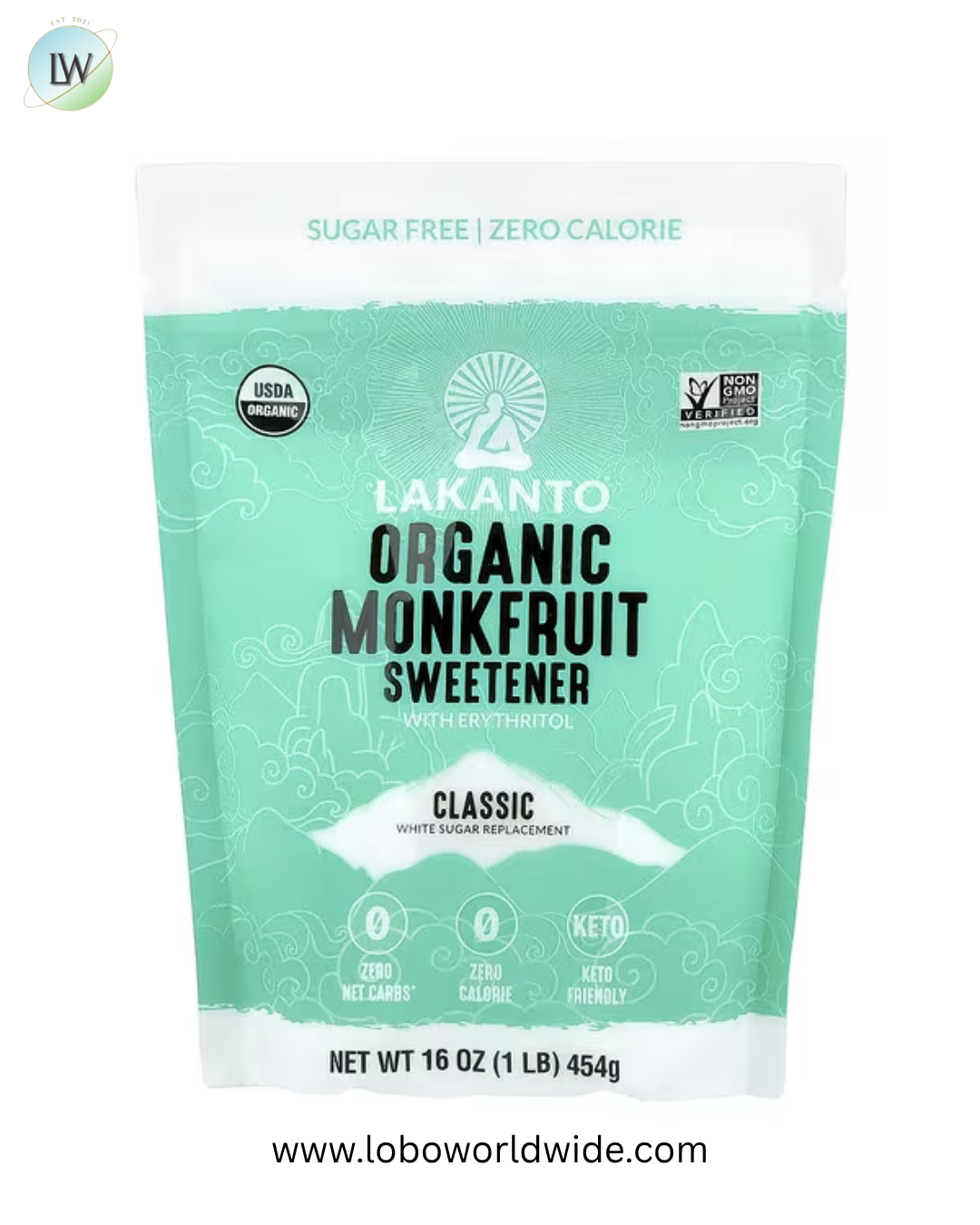 Lakanto, Organic Monkfruit Sweetener, 1 lb (454 g)