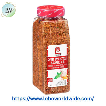 Lawry's 23 oz. Sweet Basil, Citrus, and Garlic Rub