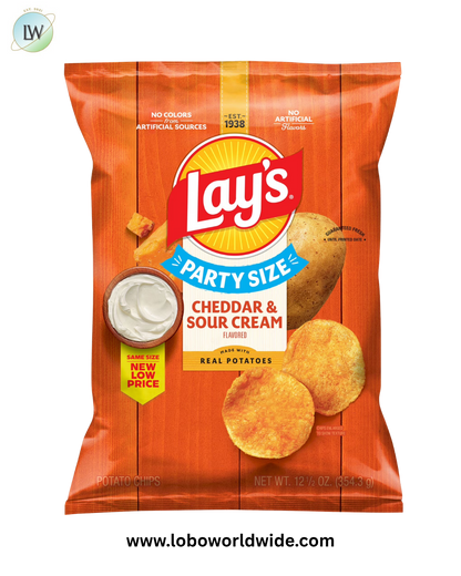 Lay's Cheddar & Sour Cream Flavored Potato Chips, Party Size, 12.5 oz Bag