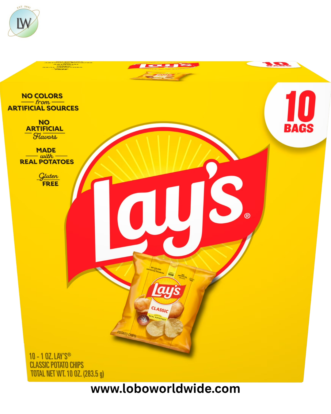 Lay's Classic Potato Snack Chips, 1 oz Bags, 10 Count Multipack
