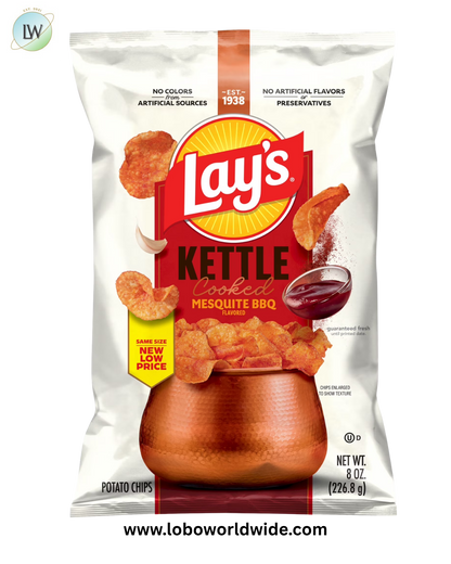 Lay's Kettle Cooked Mesquite Barbecue Flavored Potato Chips, 8 oz Bag