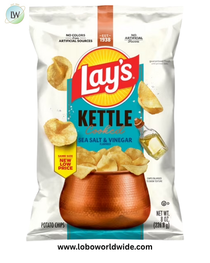 Lay's Kettle Cooked Sea Salt & Vinegar Flavored Potato Chips, 8 oz bag