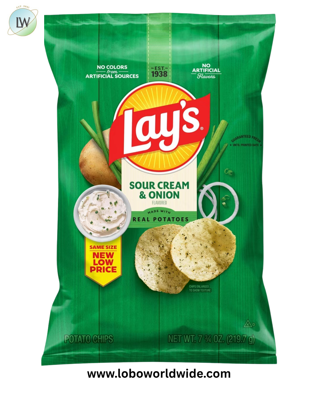 Lay's Sour Cream & Onion Flavor Potato Chips, 7.75 oz Bag