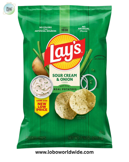 Lay's Sour Cream & Onion Flavor Potato Chips, 7.75 oz Bag