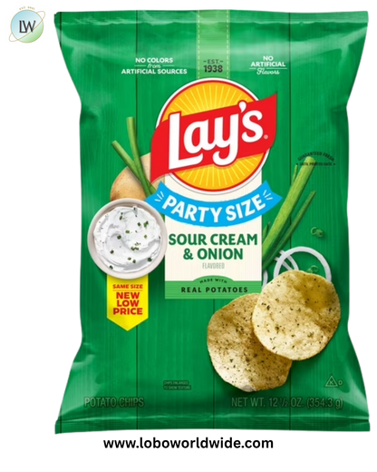 Lay's Sour Cream & Onion Flavored Potato Chips, Party Size, 12.5 oz Bag