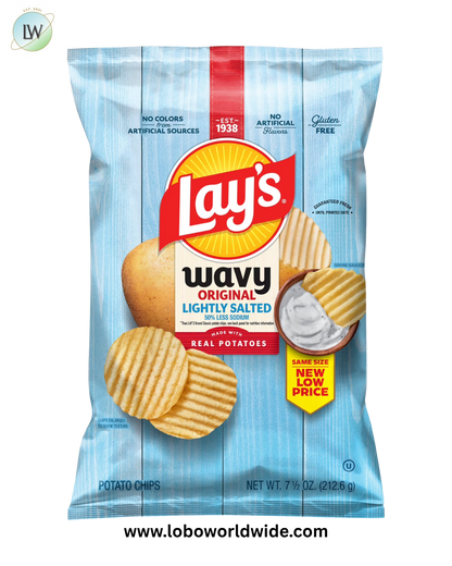 Lay's Wavy Potato Chips Lightly Salted Snack Chips, 7.5 Ounce Bag