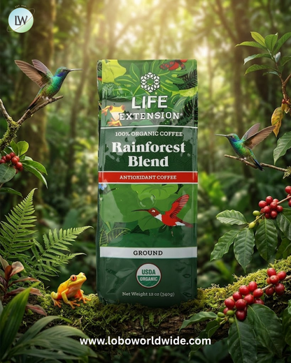 Life Extension, 100% Organic Coffee, Rainforest Blend, Ground, 12 oz (340 g)