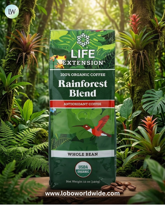 Life Extension, 100% Organic Coffee, Rainforest Blend, Whole Bean, 12 oz (340 g)